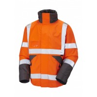Leo Workwear Bickington Class 3 Orange Hi Vis Waterproof Bomber Jacket